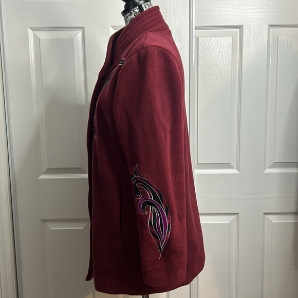 Bob Mackie Burgundy Design Long Coat S - Picture 3 of 6